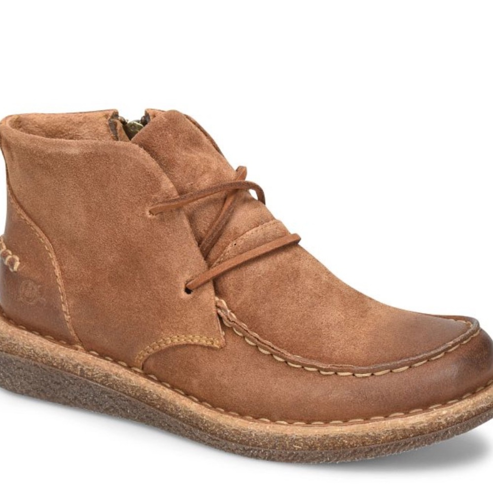 Born Chestnut Suede Lace-Up Ankle Boots